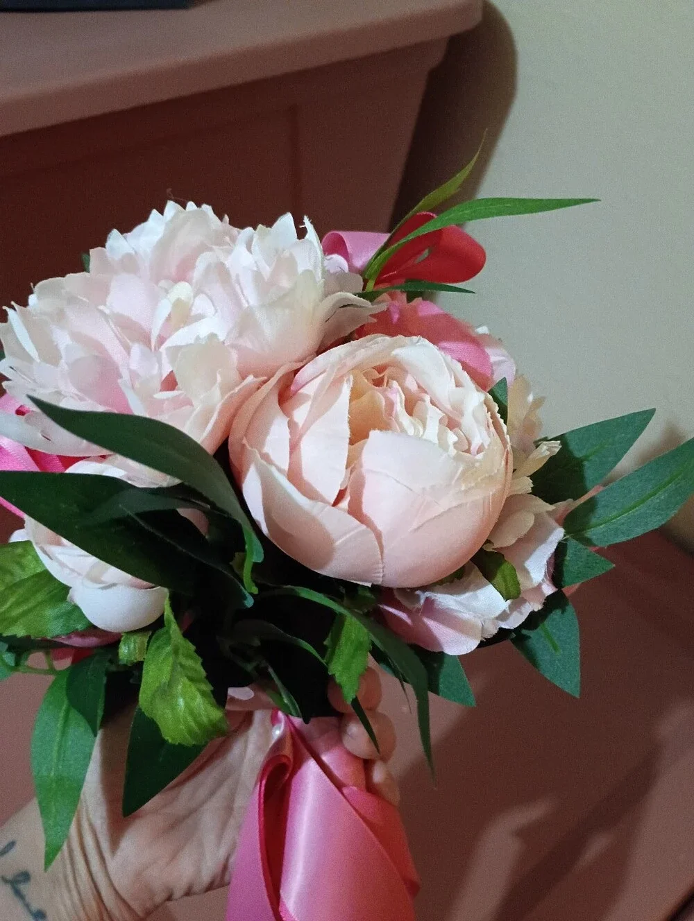 Pink Peony Bouquet with Ribbon 🎀